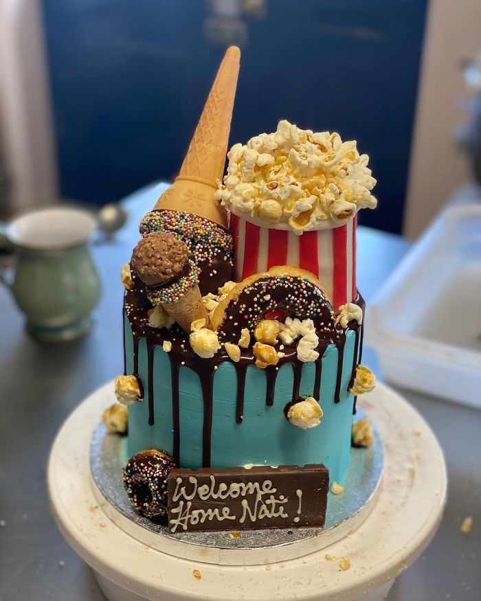 popcorn and ice cream cake 