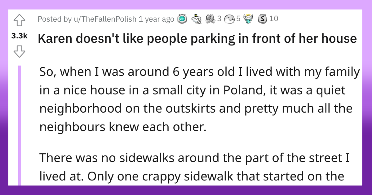Karen doesn't like parking