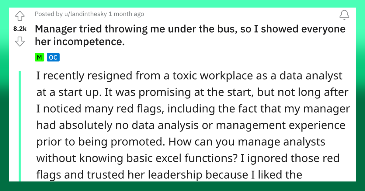 manager tried throwing me under the bus