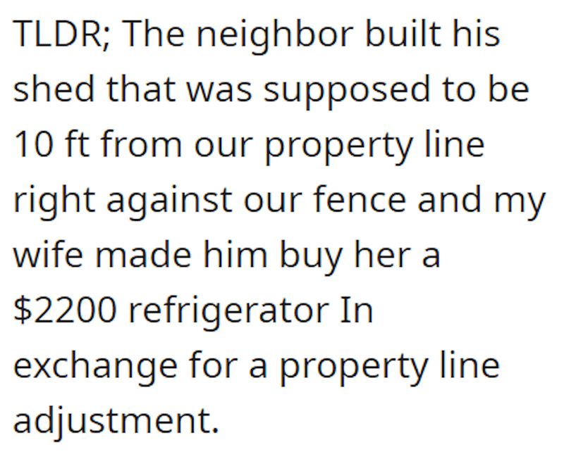 against-our-fence-and-my-wife-made-him-buy-her-2200-refrigerator-exchange-property-line-adjustment