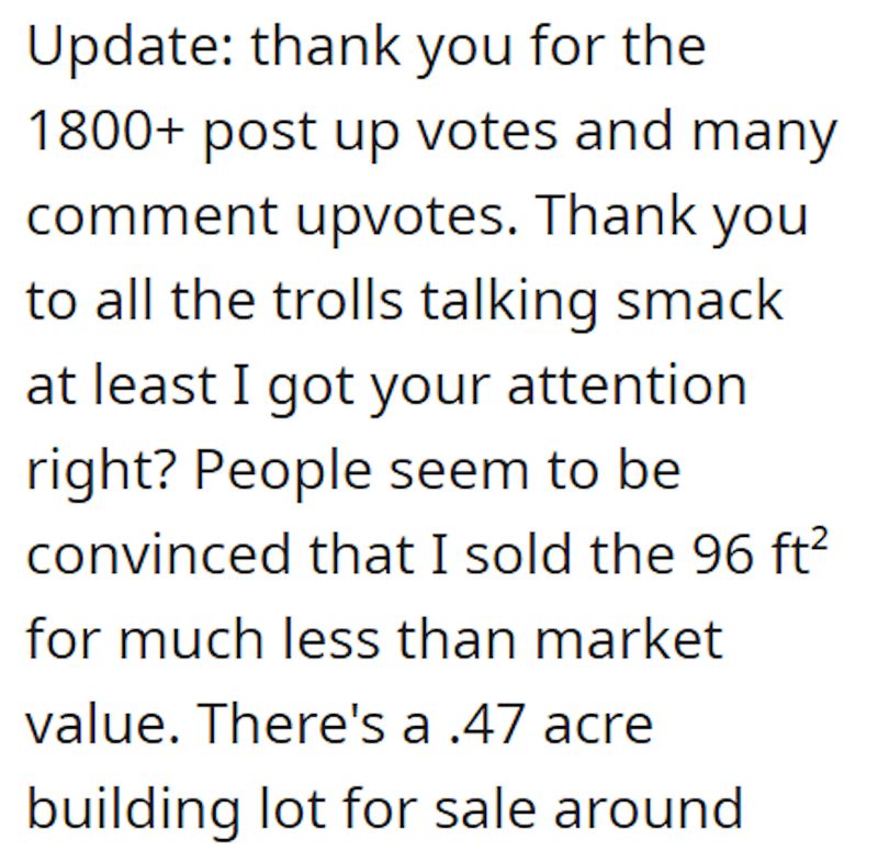 seem-be-convinced-sold-96-ft-much-less-than-market-value-theres-47-acre-building-lot-sale-around