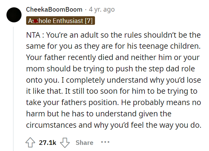 AITA for asking moms boyfriend to stop trying to parent me