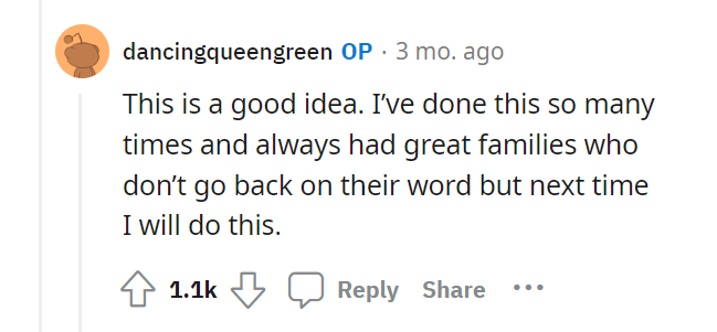 AITA for asking to be paid when a family cancelled