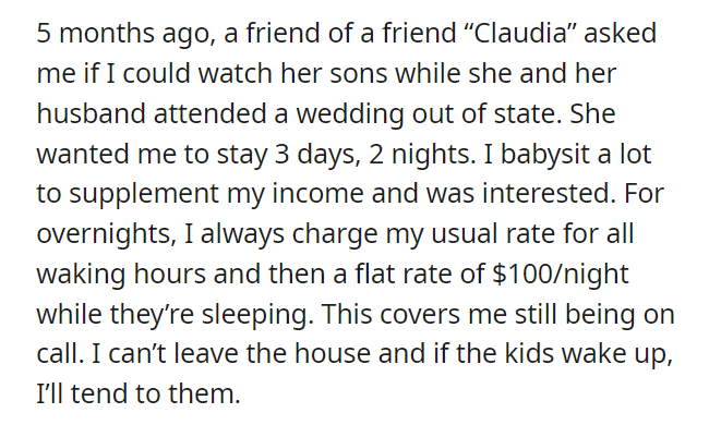 AITA for asking to be paid when a family cancelled