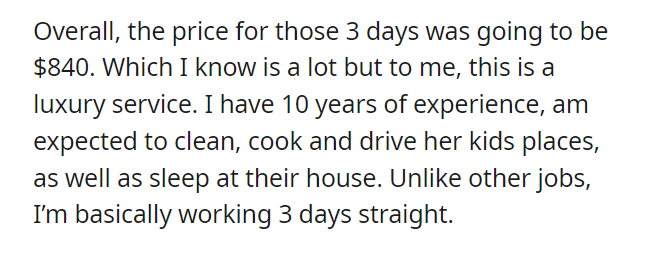 AITA for asking to be paid when a family cancelled