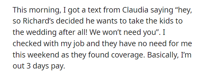 AITA for asking to be paid when a family cancelled