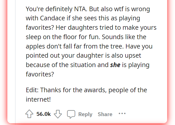 AITA for getting my daughter a hotel room entirely for herself after her stepsisters made her sleep on the floor