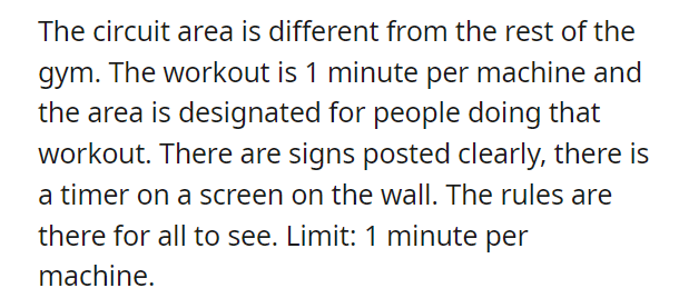 AITA for getting someone banned from the gym over 1 minute of workout