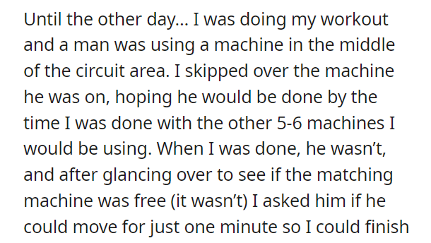 AITA for getting someone banned from the gym over 1 minute of workout