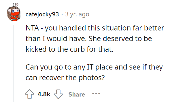 AITA for kicking girlfriend out after she deleted dead wife’s pictures from my phone