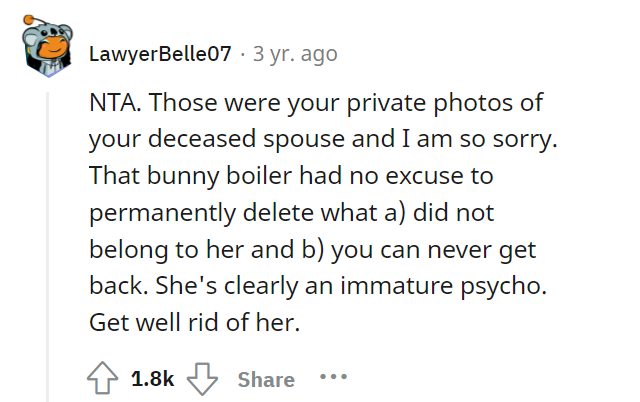 AITA for kicking girlfriend out after she deleted dead wife’s pictures from my phone