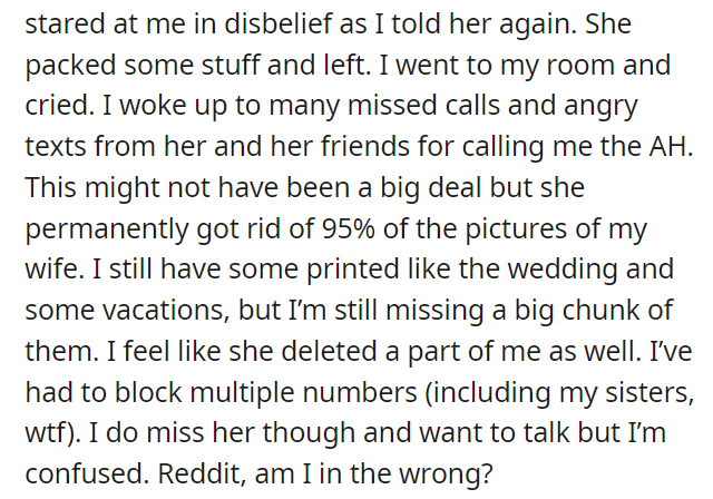 AITA for kicking girlfriend out after she deleted dead wife’s pictures from my phone