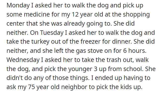 AITA for not paying for my daughter to go on vacation with us because she didn't do the small chores that I asked