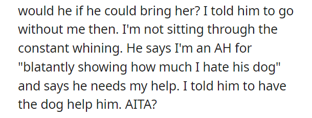 AITA for refusing to run errands with him because he wouldn't leave his dog home
