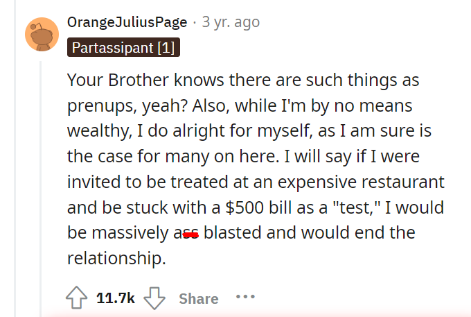 Aita for telling my brother he got exactly what he deserved when he pushed his girlfriend away for being a “gold digger”