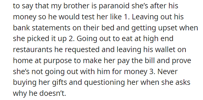 Aita for telling my brother he got exactly what he deserved when he pushed his girlfriend away for being a “gold digger”