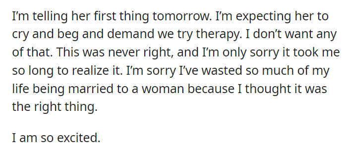 I am leaving my wife tomorrow and I couldn’t be happier