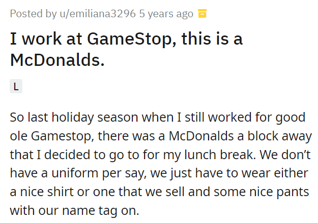 I work at GameStop, this is a McDonalds.