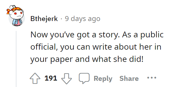 Karen is pissed off because her name was printed in a newspaper without her permission
