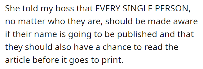 Karen is pissed off because her name was printed in a newspaper without her permission