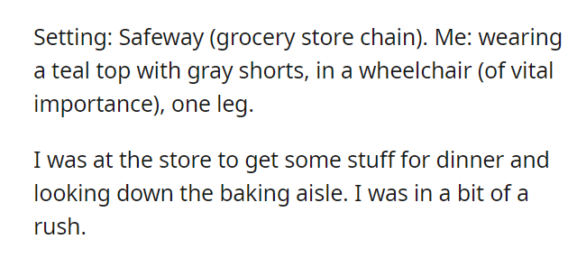 Lady wants wheelchair-bound woman to get something from top shelf