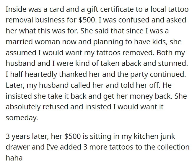 MIL gifted me laser tattoo removal for my birthday…. I don’t want them removed
