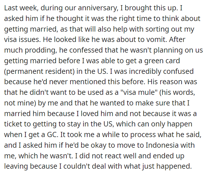 My boyfriend doesn't want to marry me because I'm an immigrant + UPDATE
