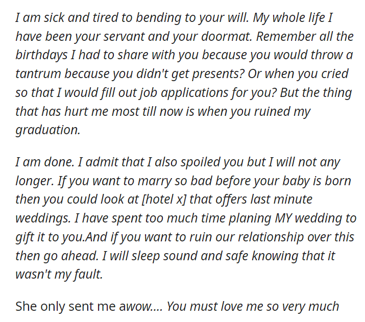 My family is pressuring me to give my (23/F) sister my (28/F) wedding venue because she needs it more and is pregnant. (Re-upload +Updates)