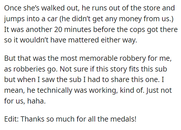 Old lady mistakes mugger as employee
