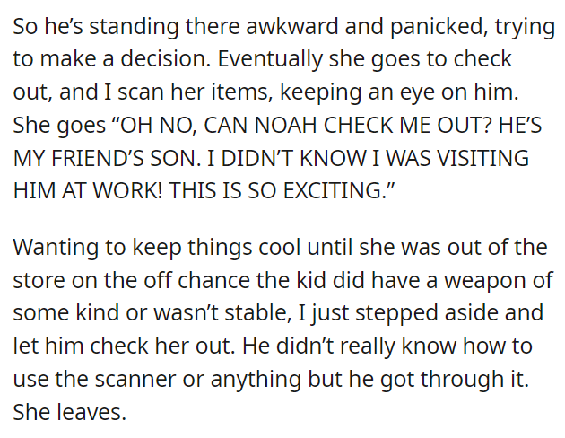 Old lady mistakes mugger as employee