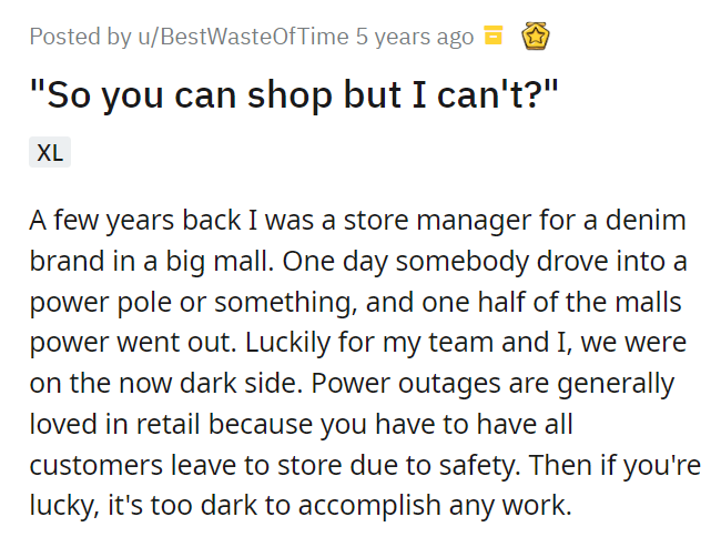 So you can shop but I can't