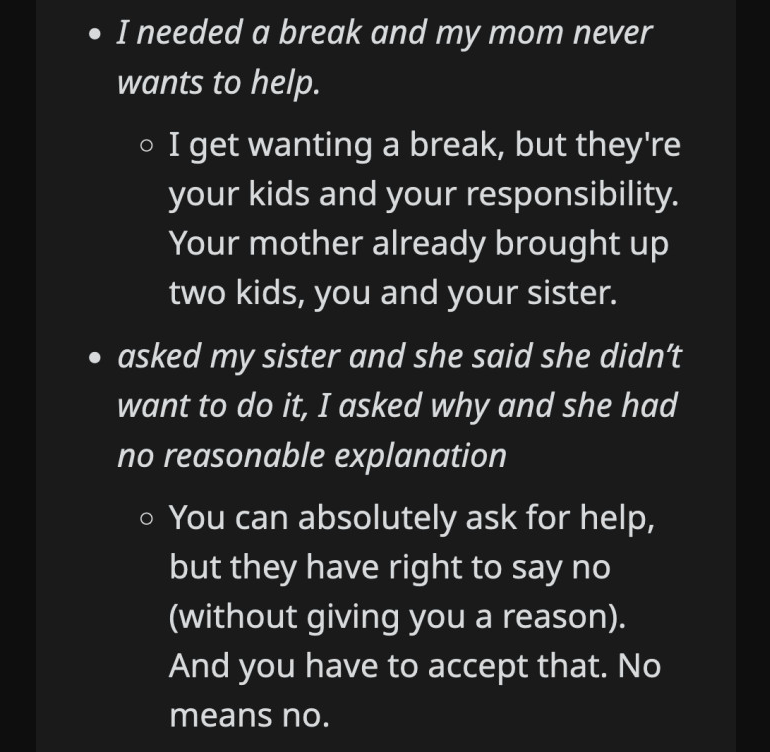 aita for asking my sister to babysit my kids