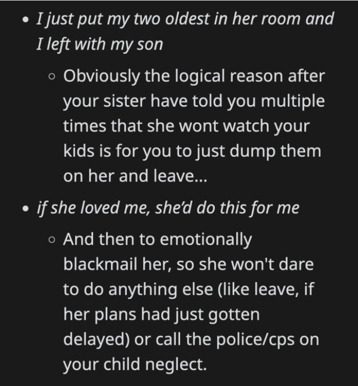 aita for asking my sister to babysit my kids