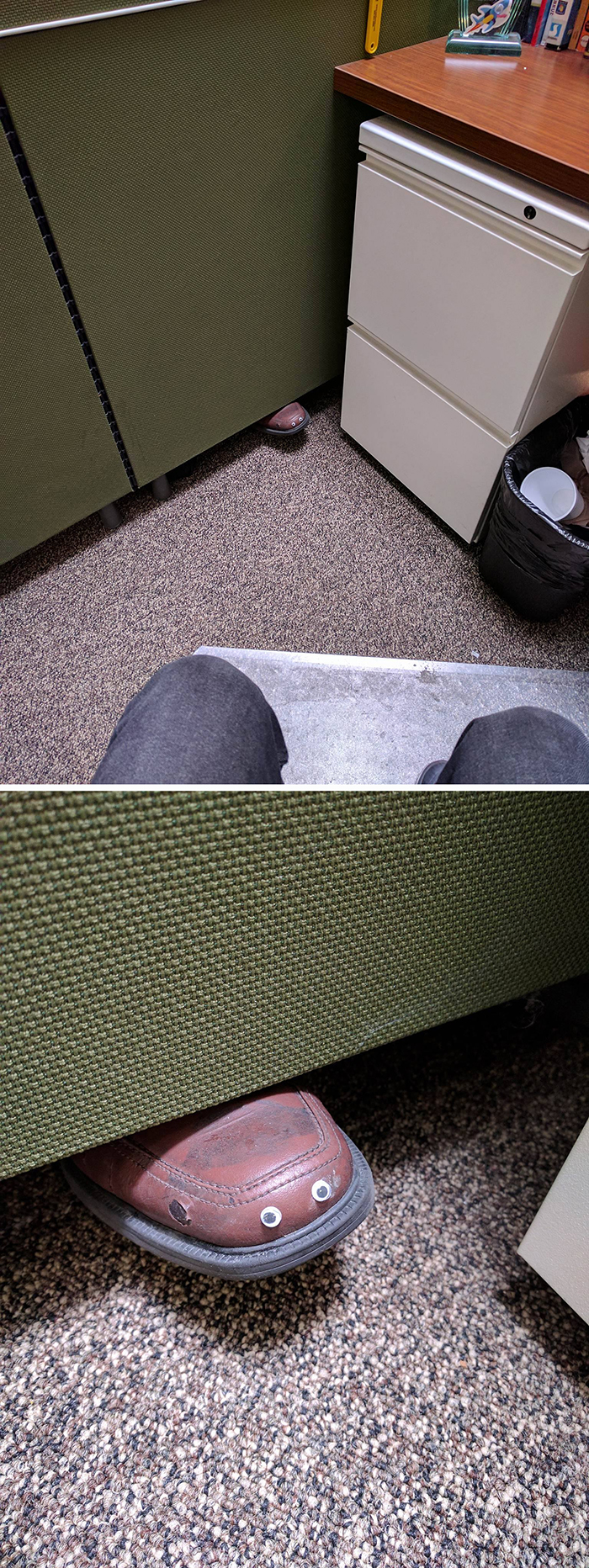 coworker-shoe-googly-eyes