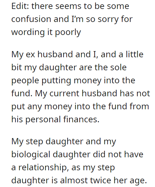 AITA for donating my daughters college fund instead of giving it to my step daughter to help buy a house