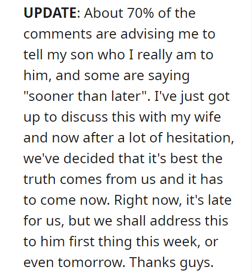 AITA for letting my brother call me dad and refusing to tell him the ugly truth