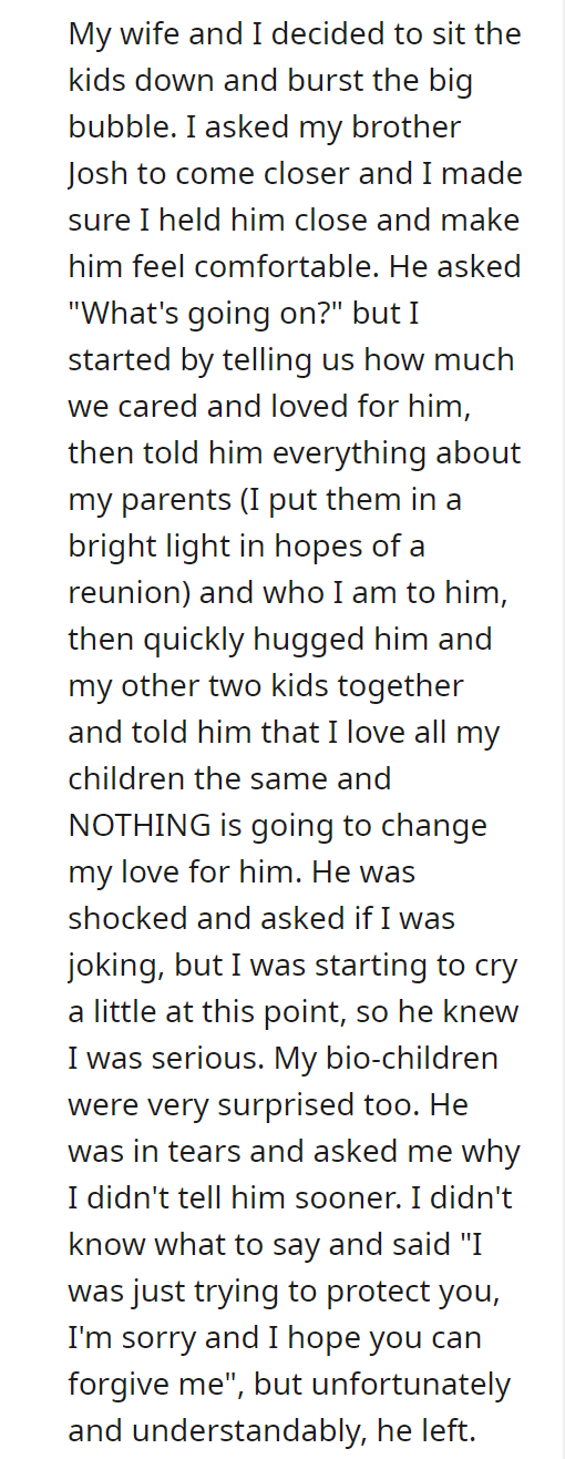 AITA for letting my brother call me dad and refusing to tell him the ugly truth