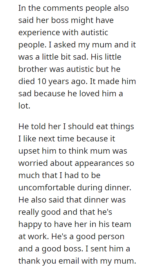 AITA for picking out the peas from my dinner in front of my mum's boss
