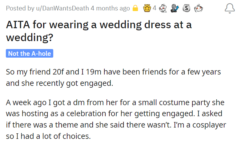 AITA for wearing a wedding dress at a wedding