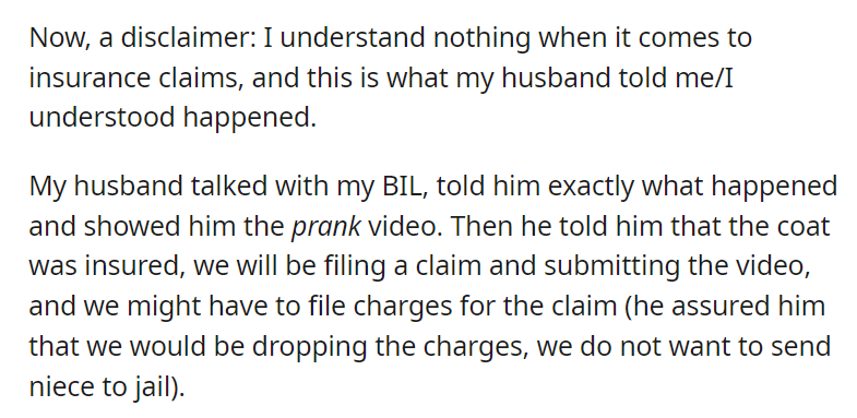 AITAA for taking my niece to court over a coat