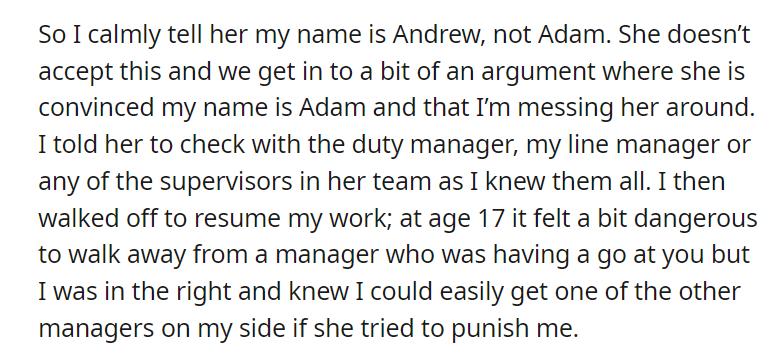 Another department’s manager doesn’t know my name, rages when I don’t answer her