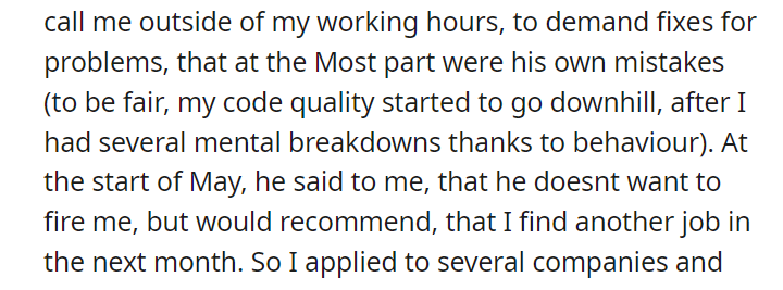Boss firing me without a warning and fucking up the termination