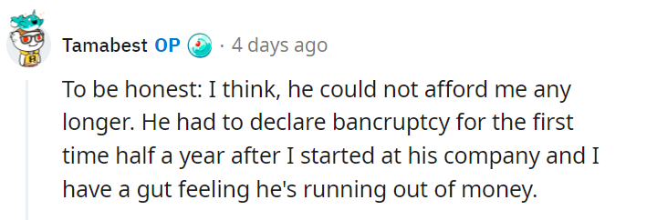 Boss firing me without a warning and fucking up the termination