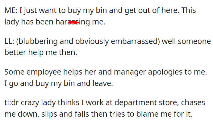 Crazy Lady at Department Store Tries to Chase Me