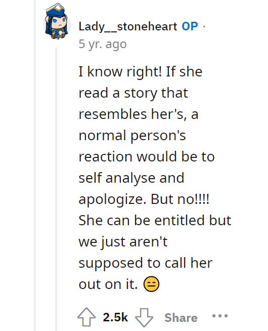 EM flips after she reads the post about her daughter and her.