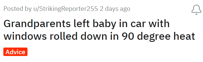 Grandparents left baby in car with windows rolled down in 90 degree heat