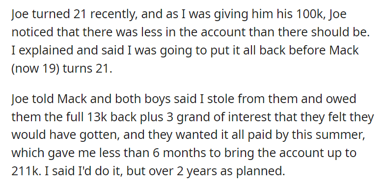 Half brothers threaten to sue me over 16k. It costs them 158k and possibly their parents' marriage.