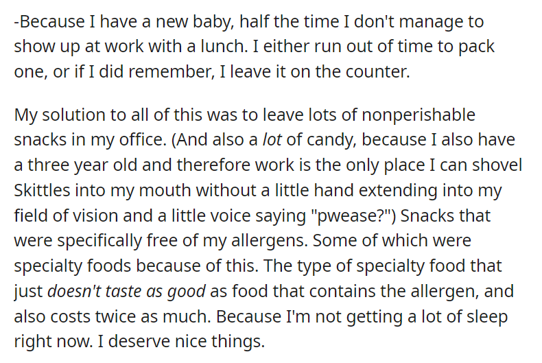 I had an office food thief. So I bought a nanny cam.