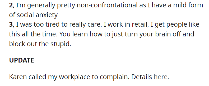 Karen tries to order pizza from me while I am eating pizza myself, then refuses to believe I don't work there.