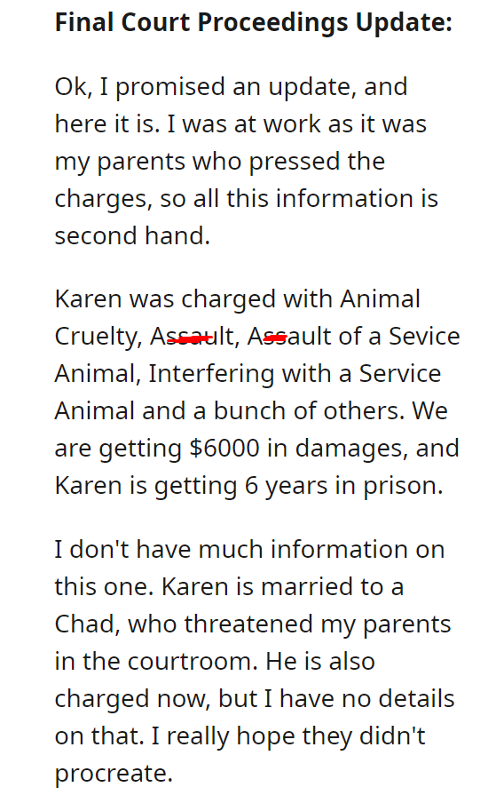 Lady Mistakes my Parents as Employees, and Stomps on Mom's Service Dog's Tail.